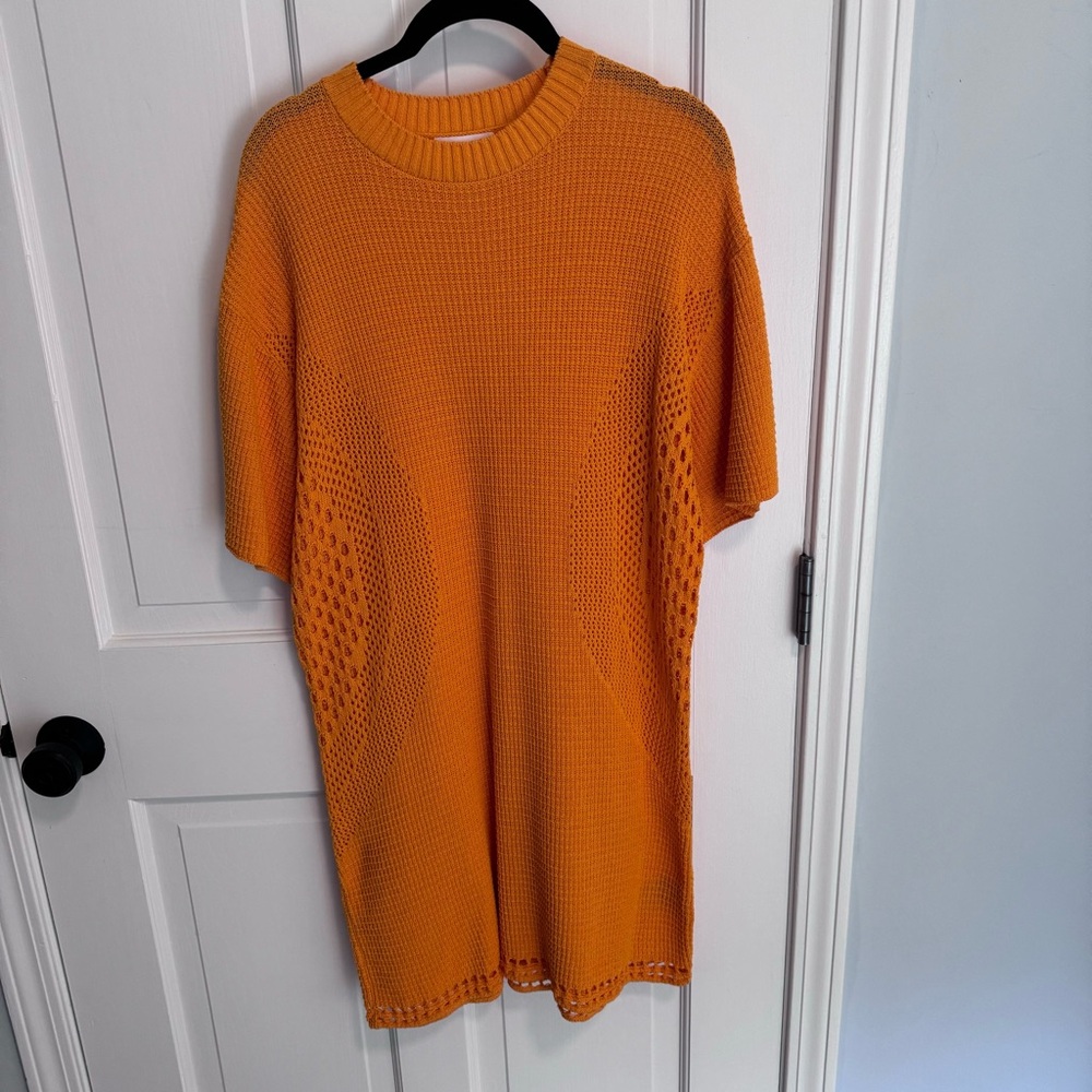 H&M Knit Cotton T-Shirt Dress in Orange-Yellow sz M